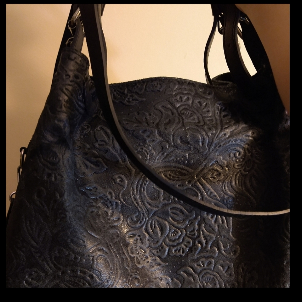 Isadora Italy ♣️Embossed Leather Tote Shoulderbag Crossbody ♣️ - Picture 3 of 15